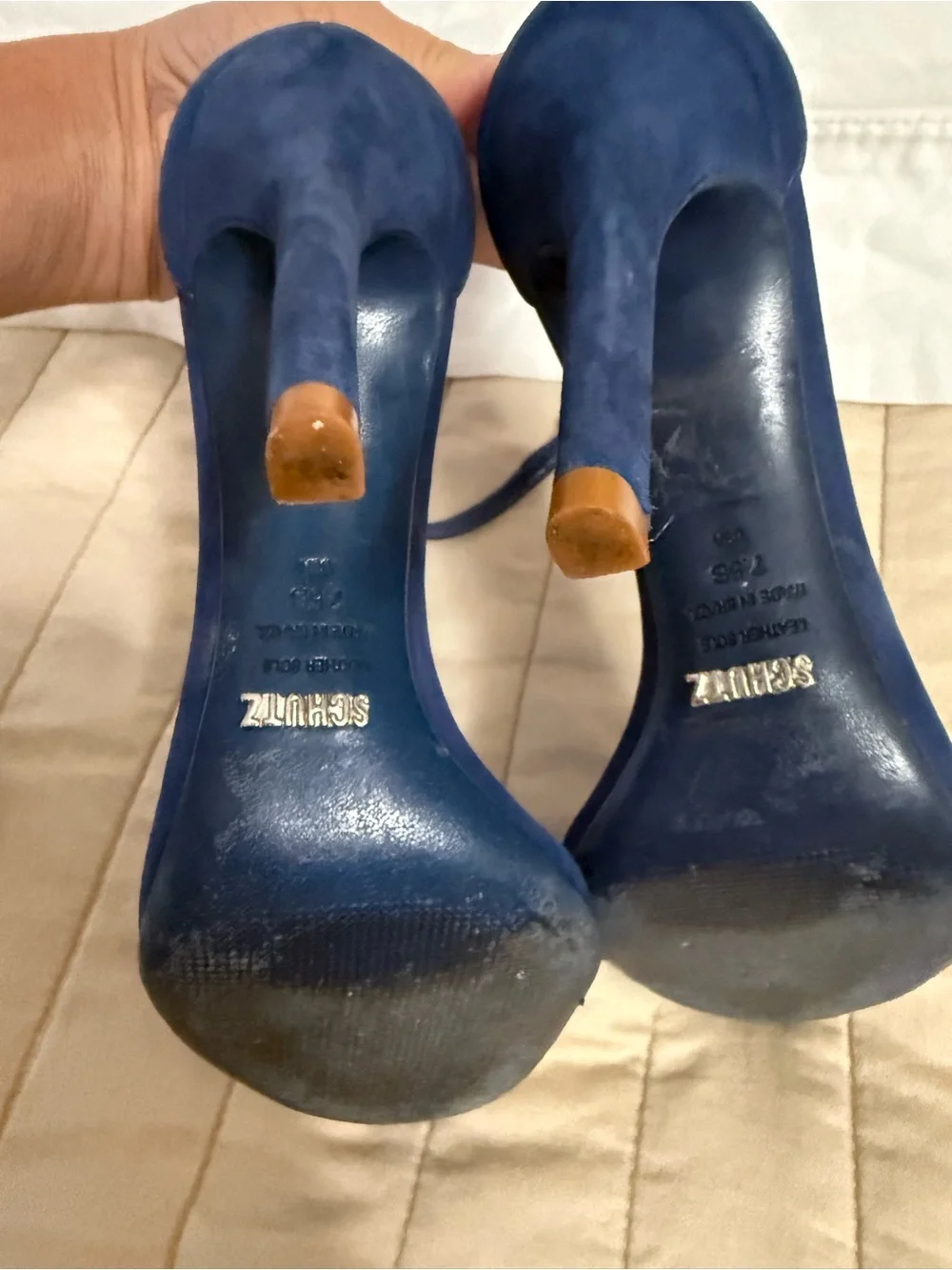 SCHUTZ Royal Blue Ankle-Strap Stiletto Sandals